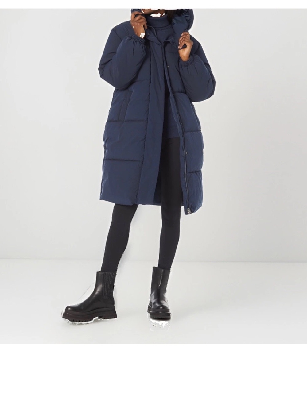 Amazon Essentials Navy Long Quilted Puffer Coat with High Collar womens size 5X